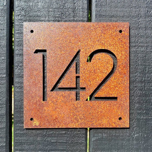 Square house number idea for house New Zealand.  Long house number ideas. 