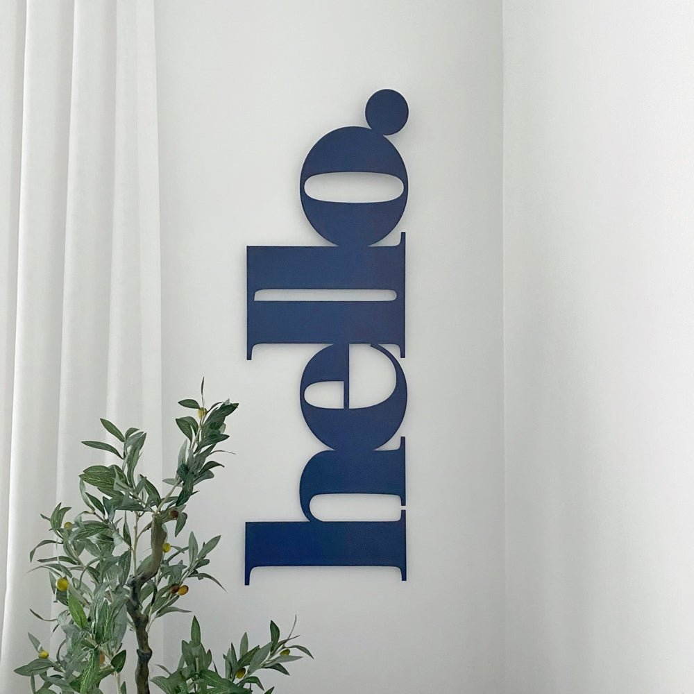 Navy Large Hello Sign for front door by LisaSarah Steel Designs. The perfect beach house decor. 