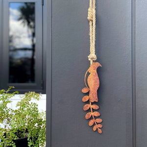 Kereru and Kowhai Steel Wall Art for Outdoor Walls.  NZ Made Gift