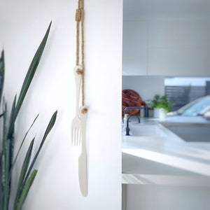 Kitchen Wall Art ideas.  Large Cutlery in farmhouse kitchen