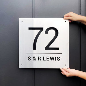 Marine Grade Brushed Stainless Steel Address Sign Square.  Z