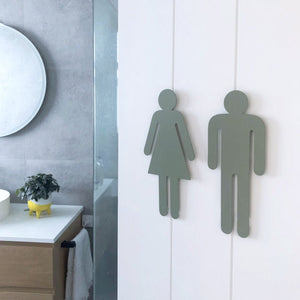 Sage Green Bathroom Symbols stainless steel (20cm tall)