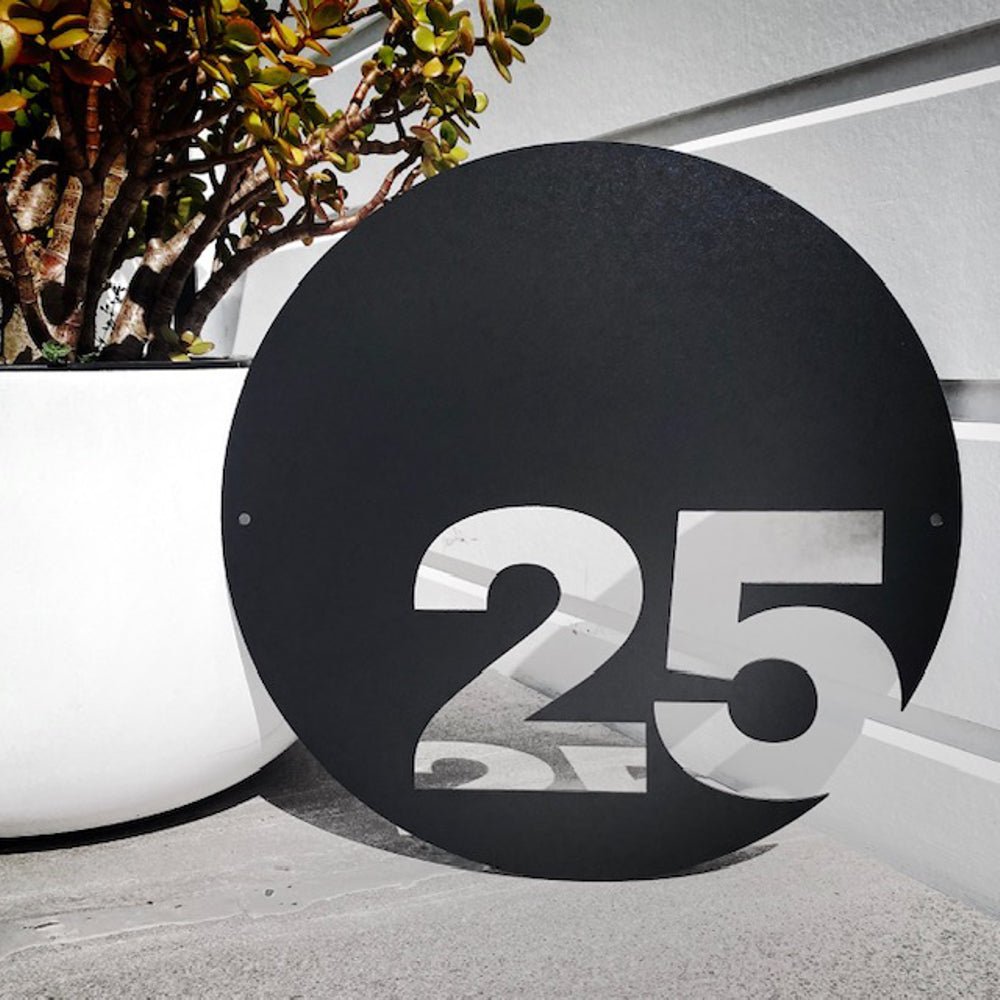 House Number Sign.  Mailbox NZ. Letterbox. Large circle house number sign NZ made